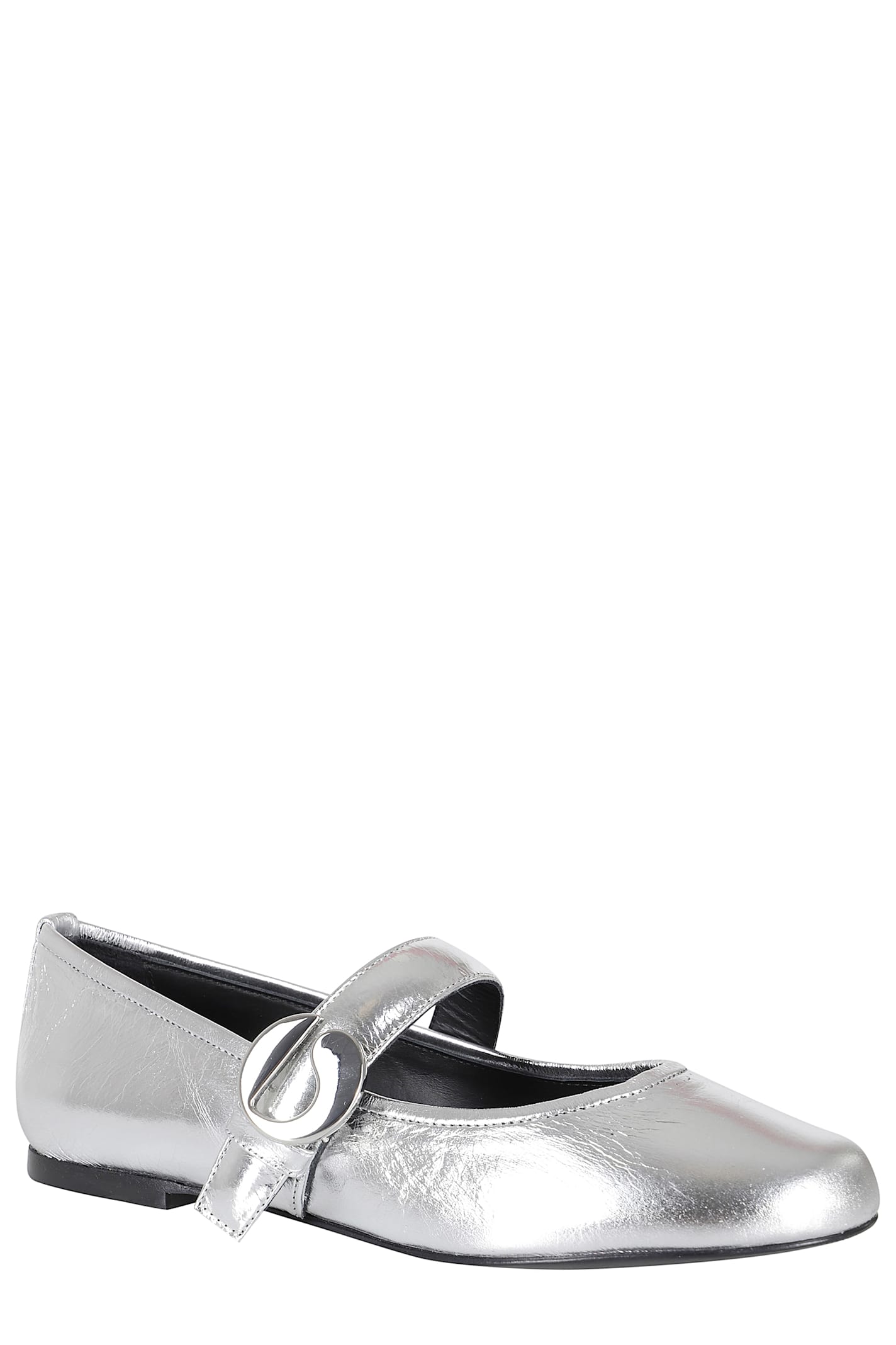 Coperni 10mm Metallic Leather Ballerina Flats In Silver