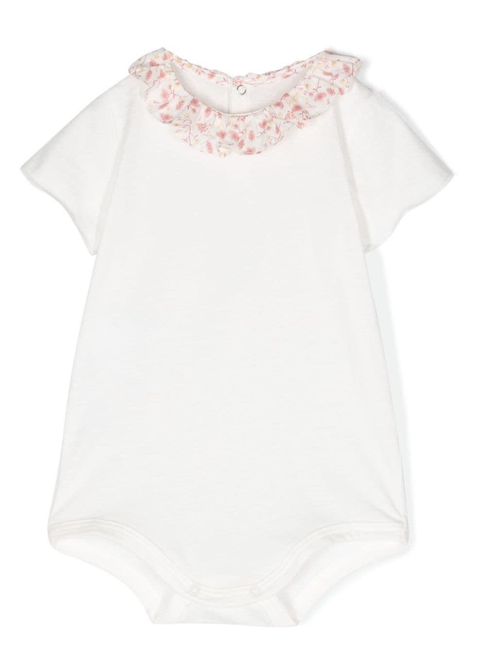 Teddy &amp; Minou Babies' Romper With Ruched Collar In White