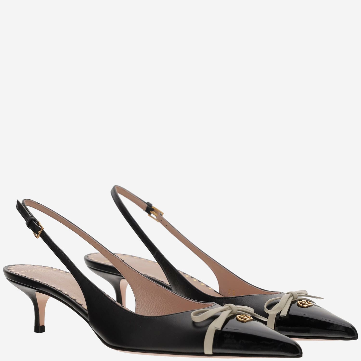 Valentino Bepointy 45 Bow-embellished Leather Slingback Pumps In Black