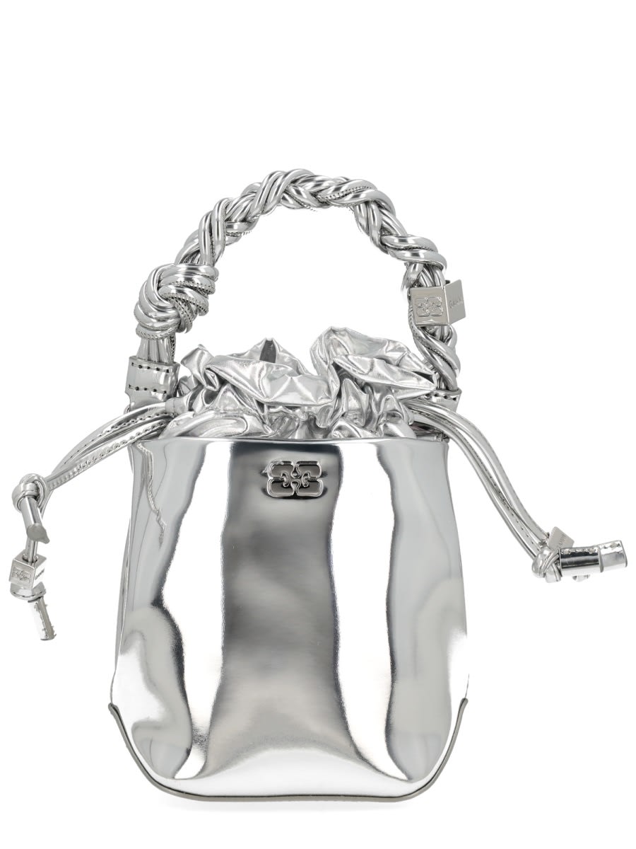 Ganni Bou Bucket Mini Bag In Silver