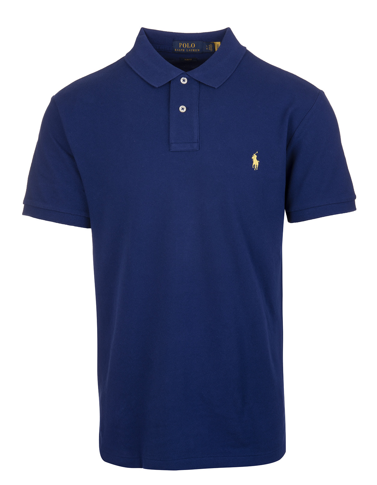 Ralph Lauren Man Royal Blue And Yellow Slim-fit Pique Polo Shirt