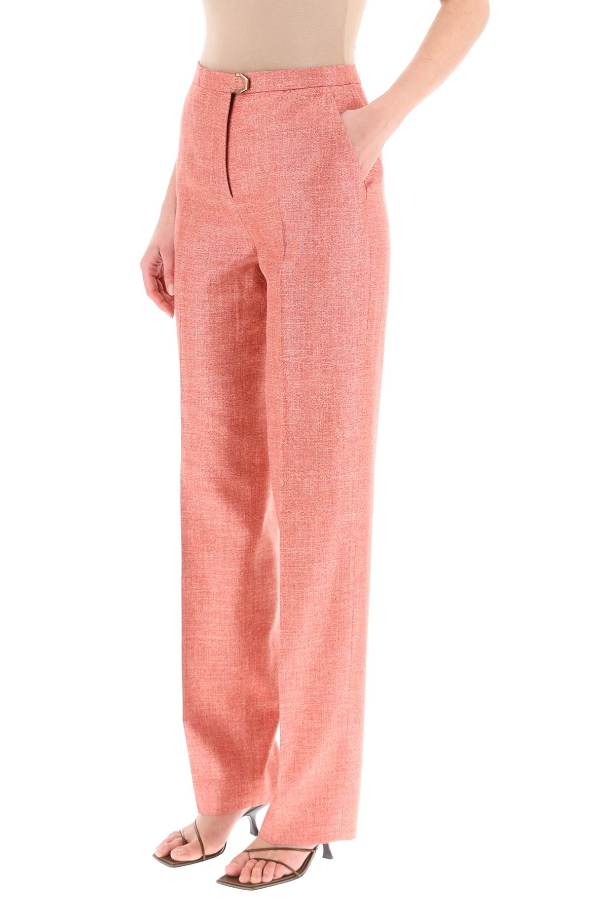 Shop Agnona Silk, Wool And Linen Trousers In Romeo (pink)