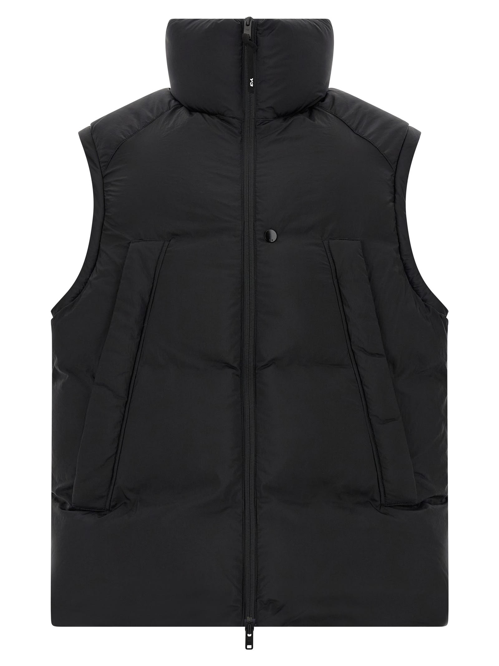 Y-3 Adidas Black Zippered Padded Vest In Black