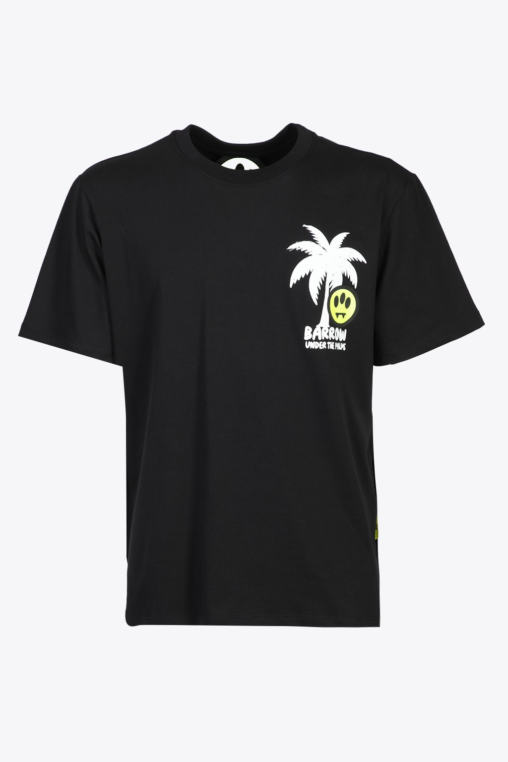 BARROW JERSEY T-SHIRT UNISEX BLACK COTTON T-SHIRT WITH LOGO AND PALM PRINT