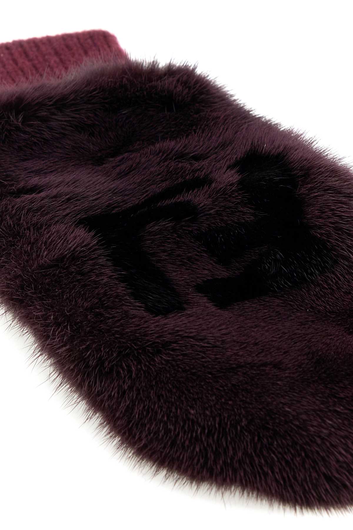 FENDI BURGUNDY MINK GLOVES