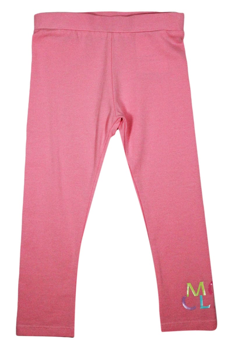 Moncler Cotton Leggings With Elastic Waistband And Logo At The Bottom