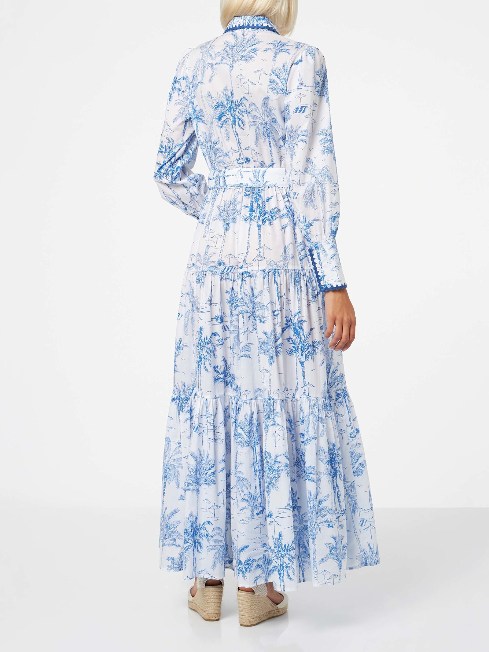 Shop Mc2 Saint Barth Woman Long Dress With Toile De Jouy Print In White