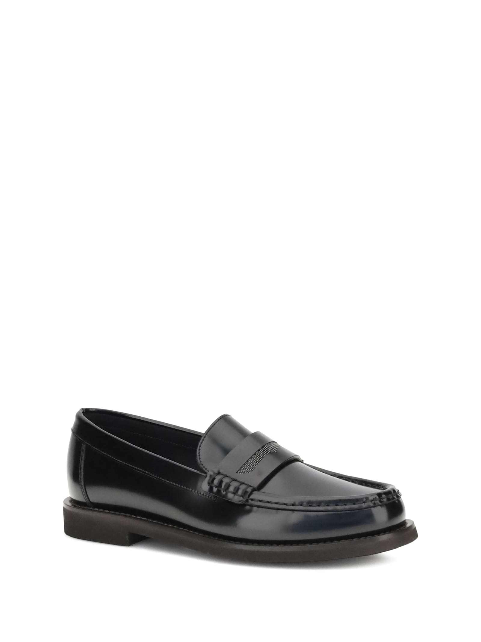 Brunello Cucinelli Leather Loafers In Blue