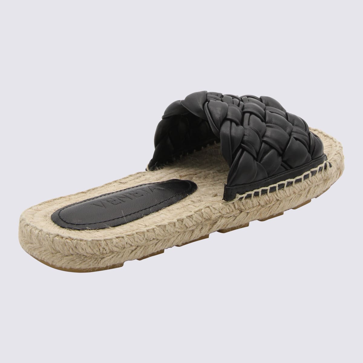 Shop Bottega Veneta Black Leather Intrecciato Sandals