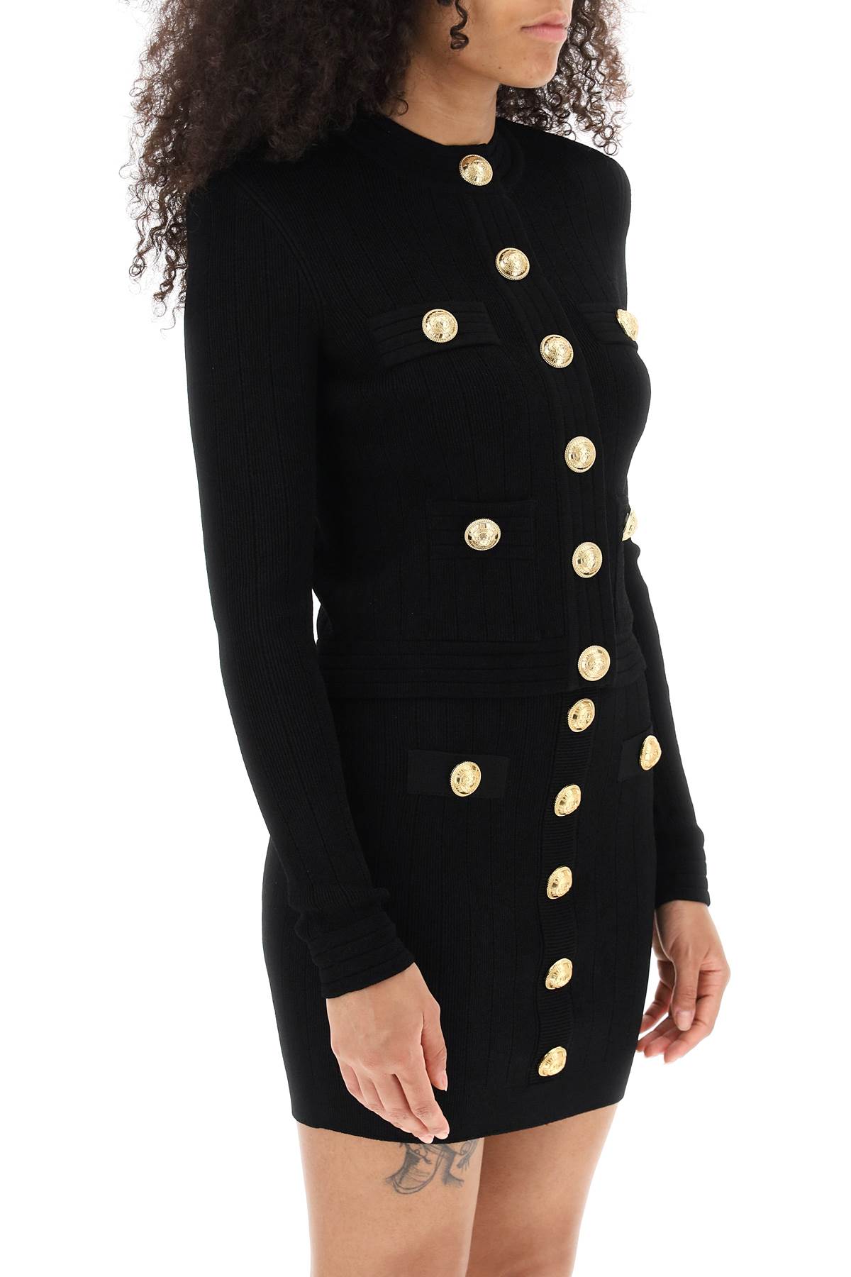 BALMAIN CREW-NECK CARDIGAN WITH EMBOSSED BUTTONS