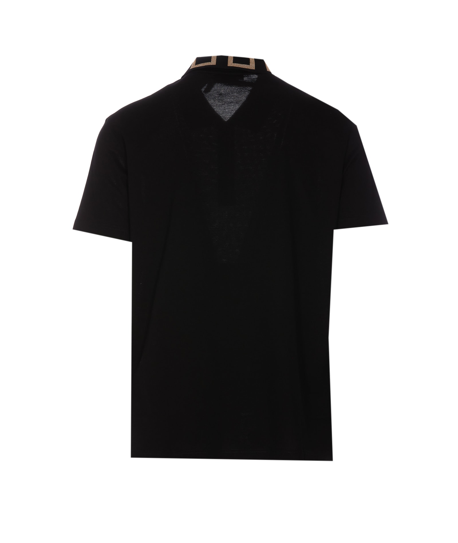 Shop Versace Greca Polo In Black