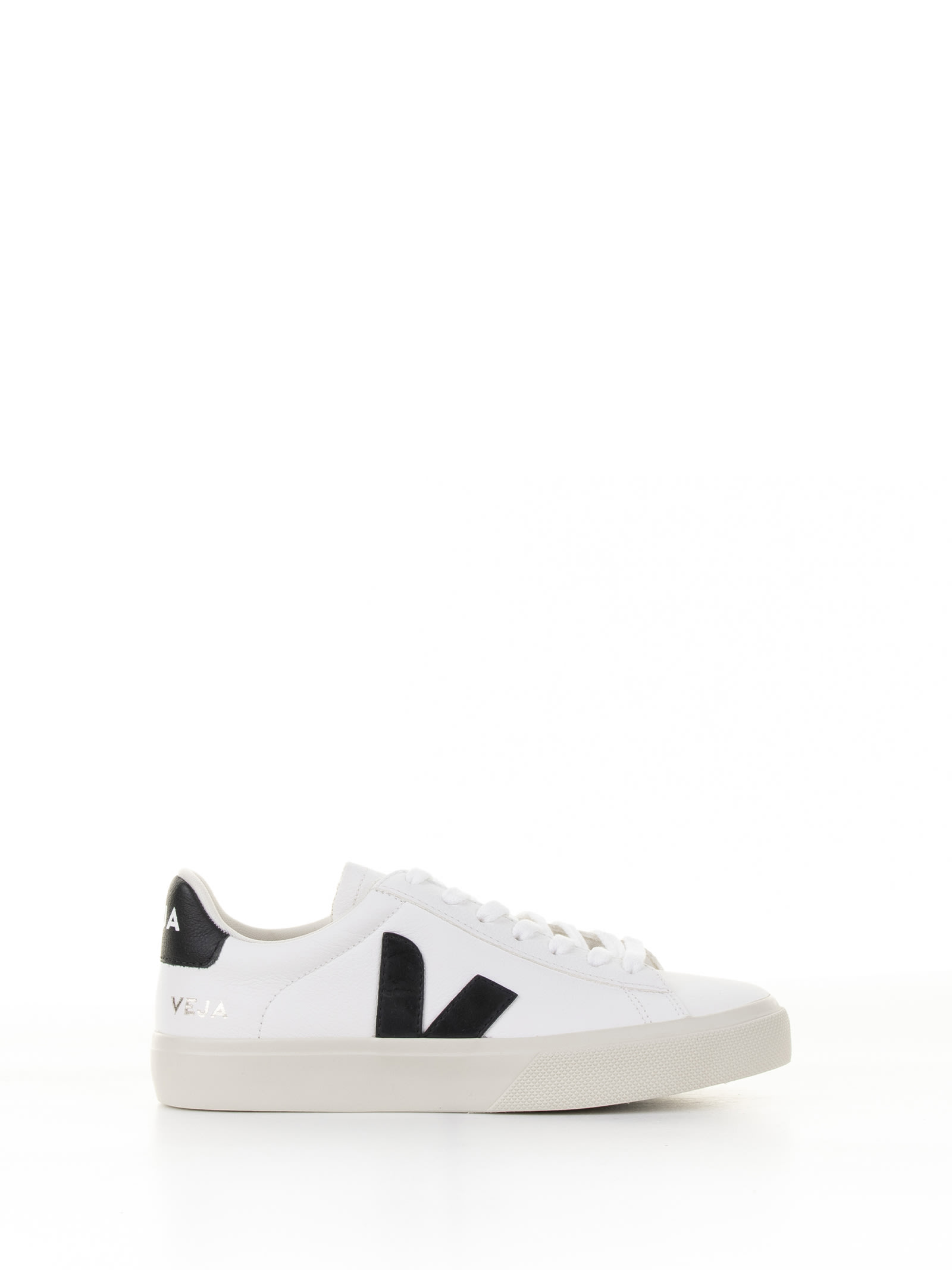 Shop Veja Campo Sneaker In White Black Leather For Women