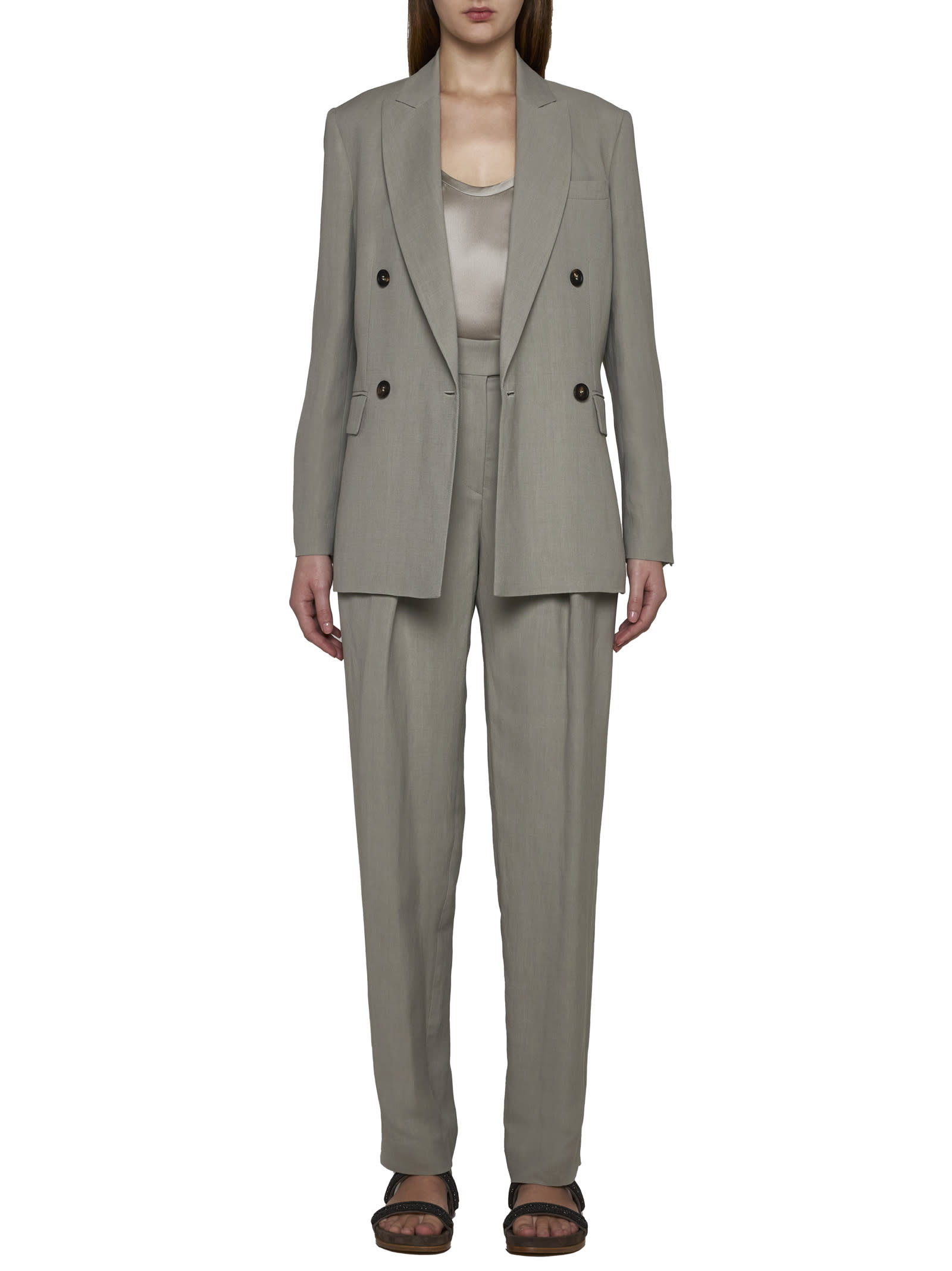 Brunello Cucinelli Double-breasted Blazer In Jackfruit