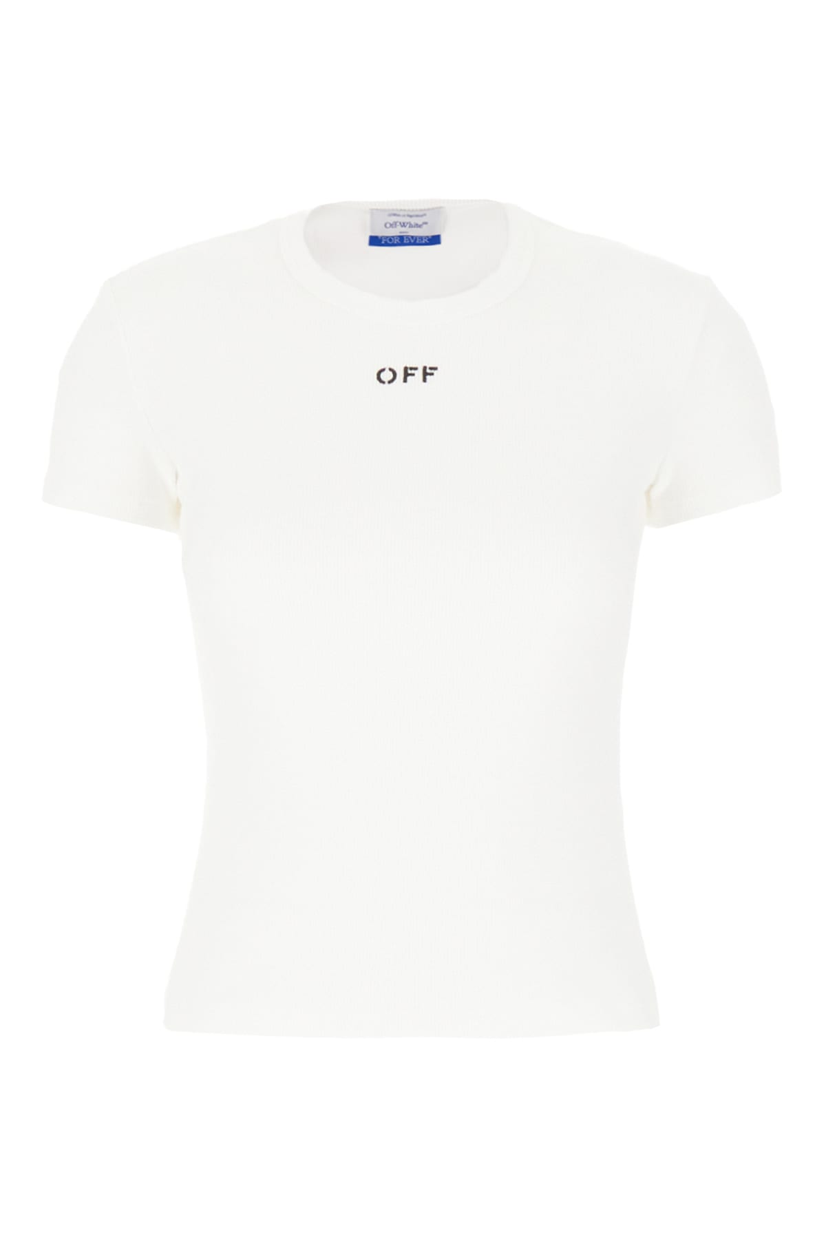 Shop Off-white White Stretch Cotton T-shirt In White Black