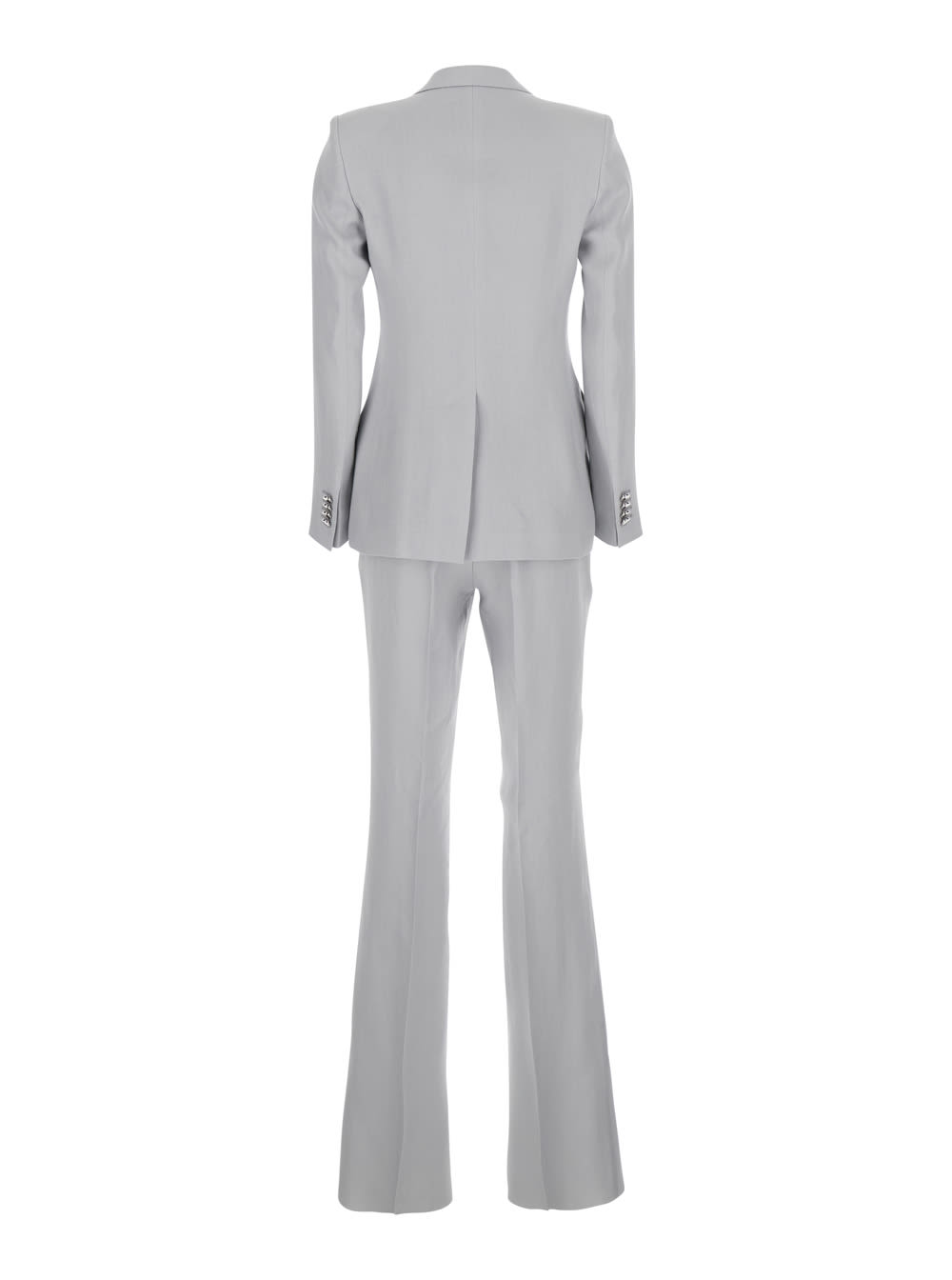 Tagliatore Grey Double-breasted Suit With Golden Buttons In Linen Woman In Grey
