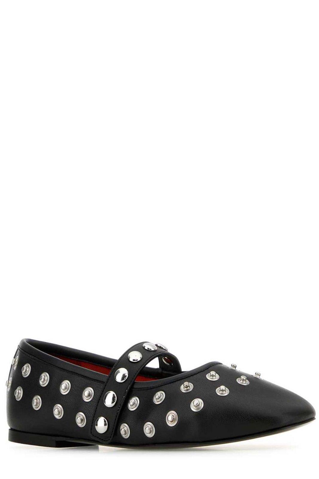 Shop Stella Mccartney Embellished Round Toe Ballerinas In Black