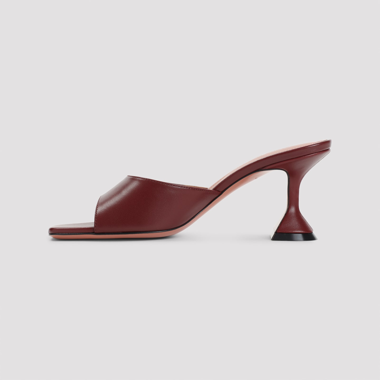 Amina Muaddi Wine Red Nappa Leather Lupita 70 Slippers In Brown