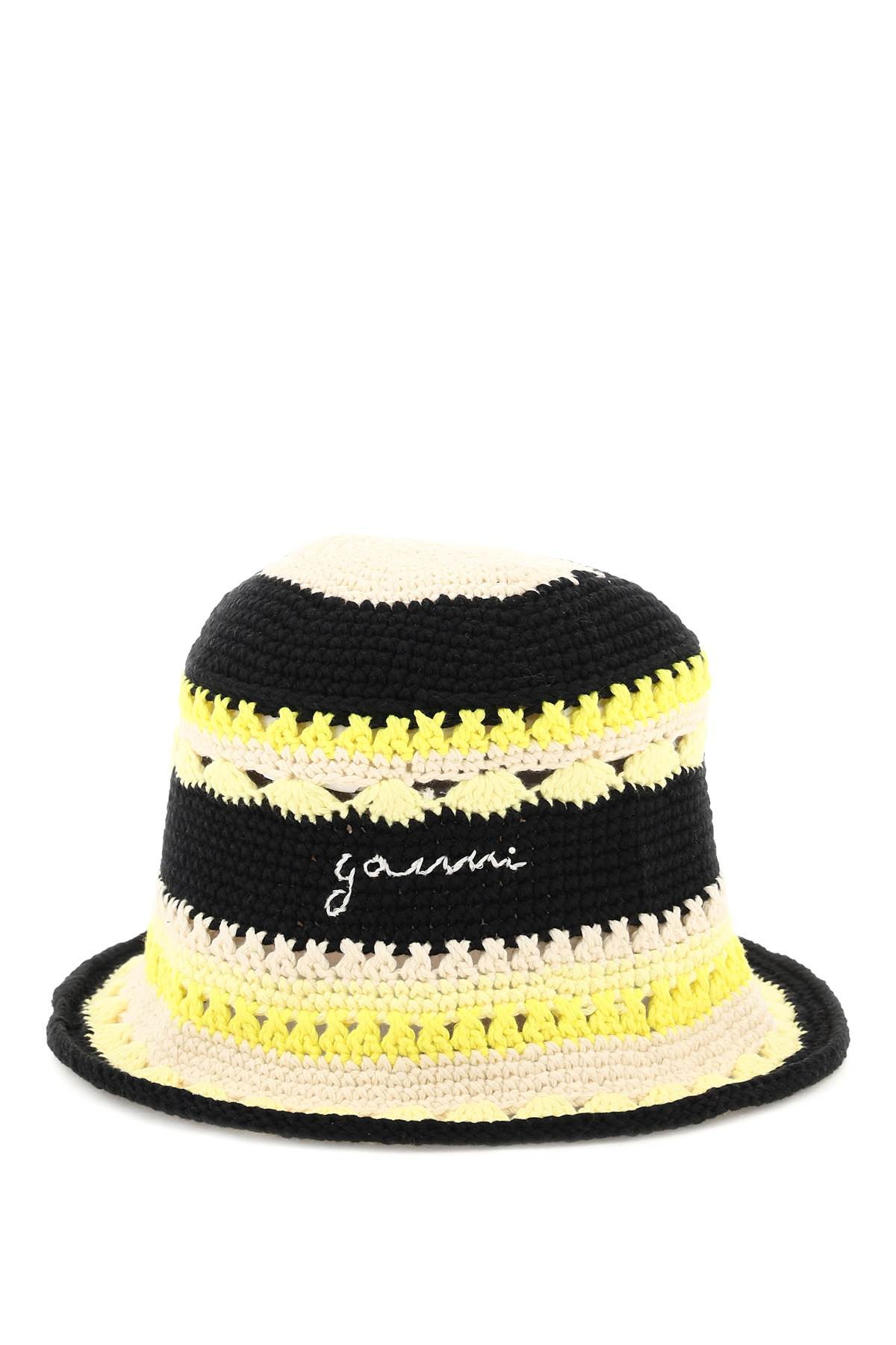 Ganni Crochet Bucket Hat In Black