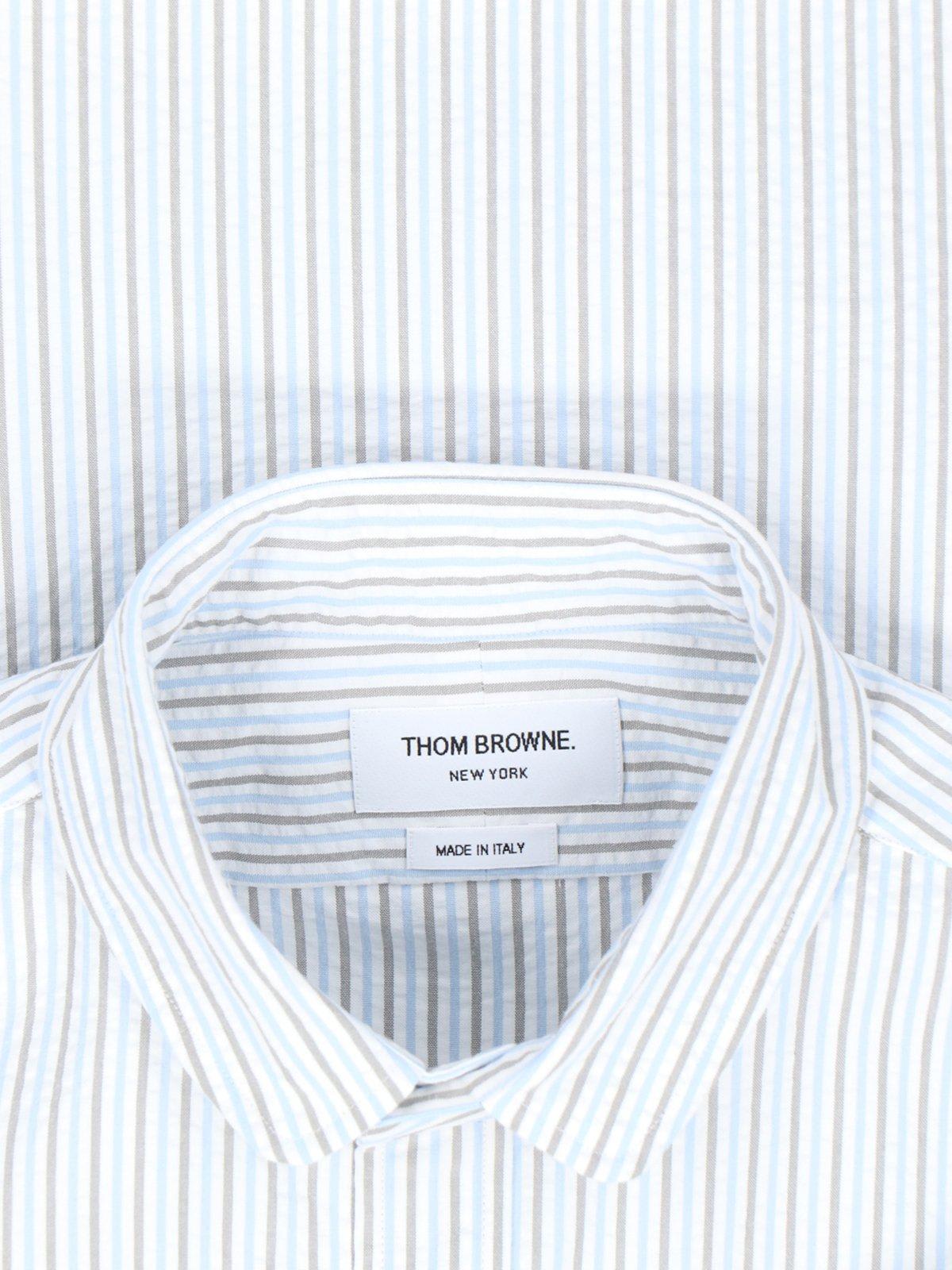 Shop Thom Browne Striped Short-sleeved Shirt In Blue