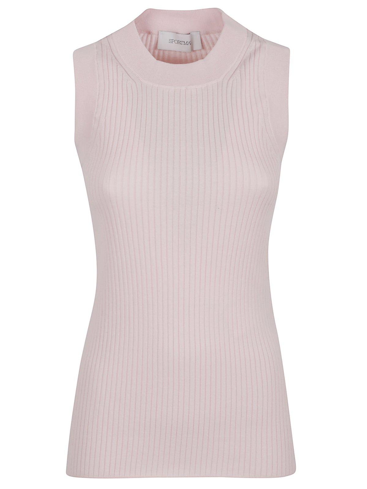 Sportmax Tione Crewneck Sleeveless Tank Top In Pink