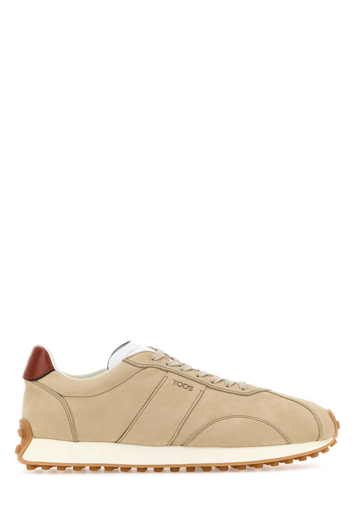 Shop Tod's Beige Leather Sneakers In 0en2