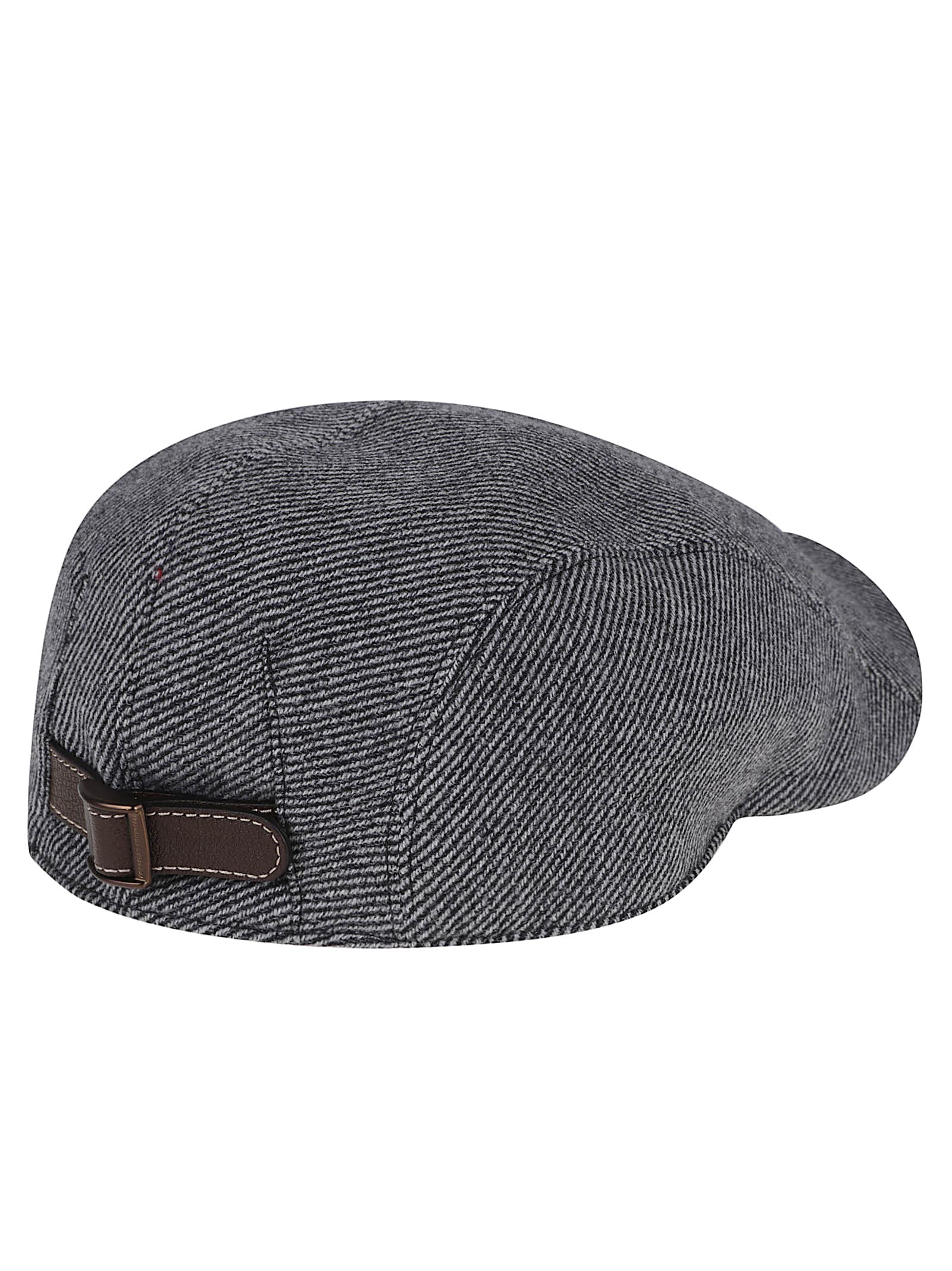 Brunello Cucinelli Striped Wool Hat In Gray