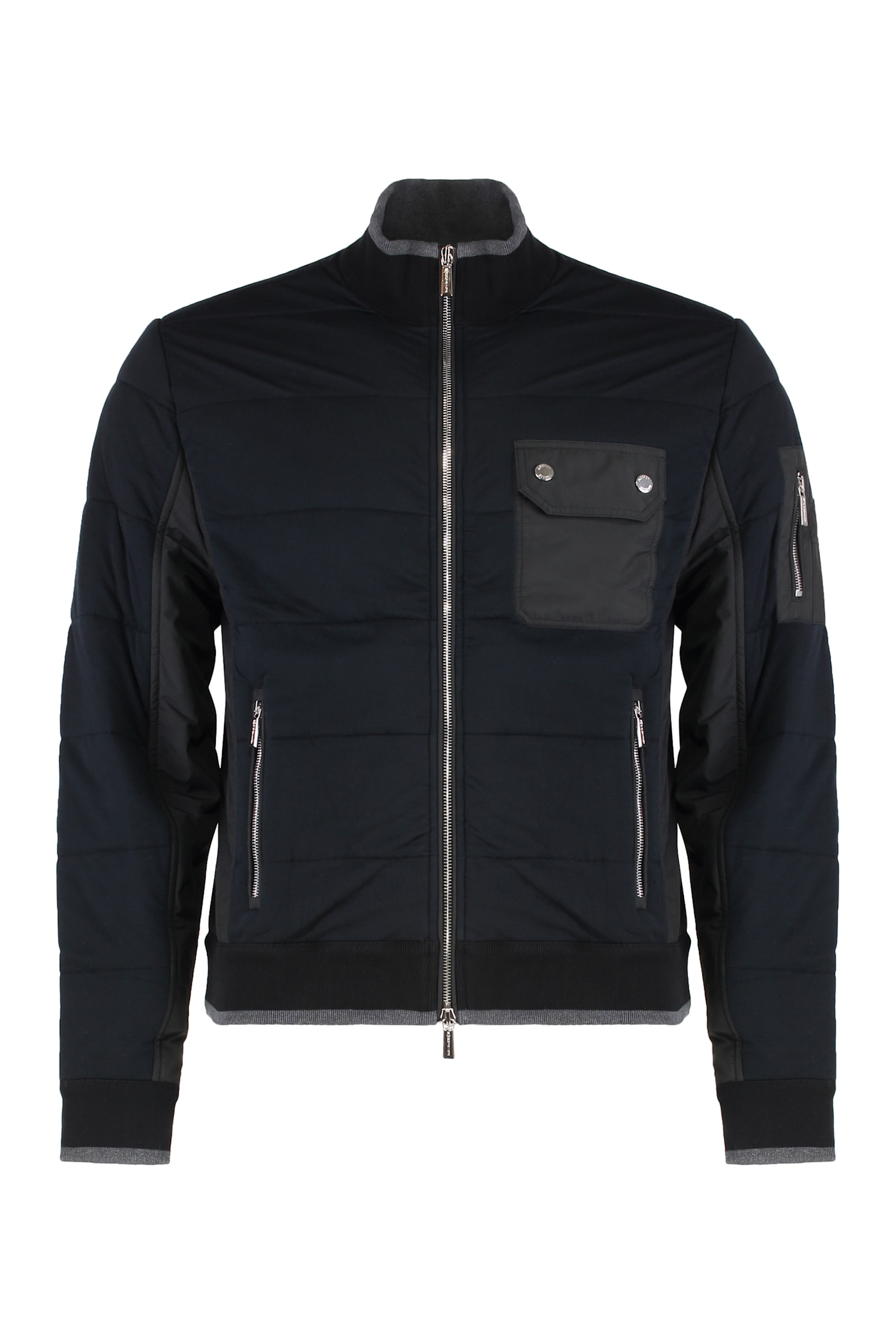 Moorer Quilted Panelled Zip-up Jacket In Black