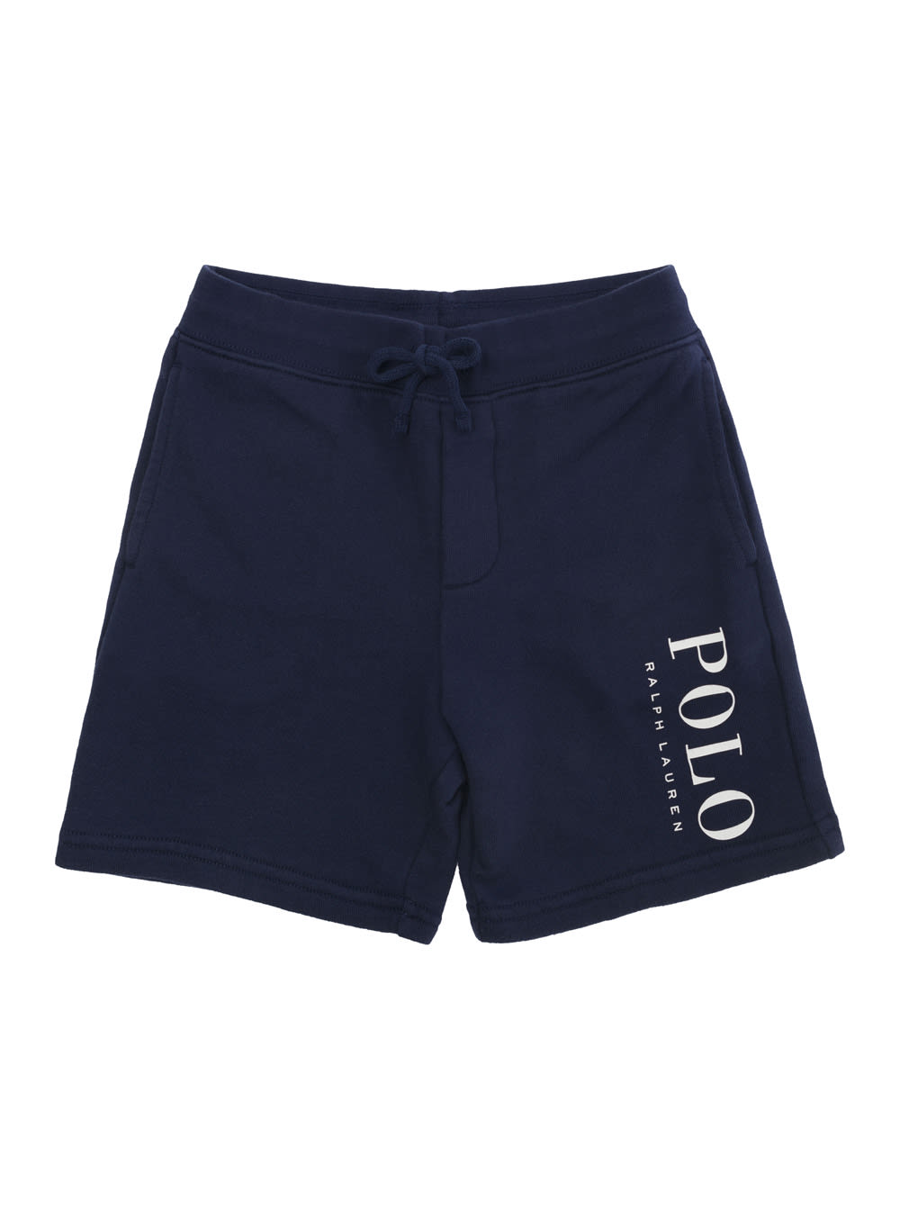 Shop Polo Ralph Lauren Blue Logo Print Short Pants In Cotton Blend Boy