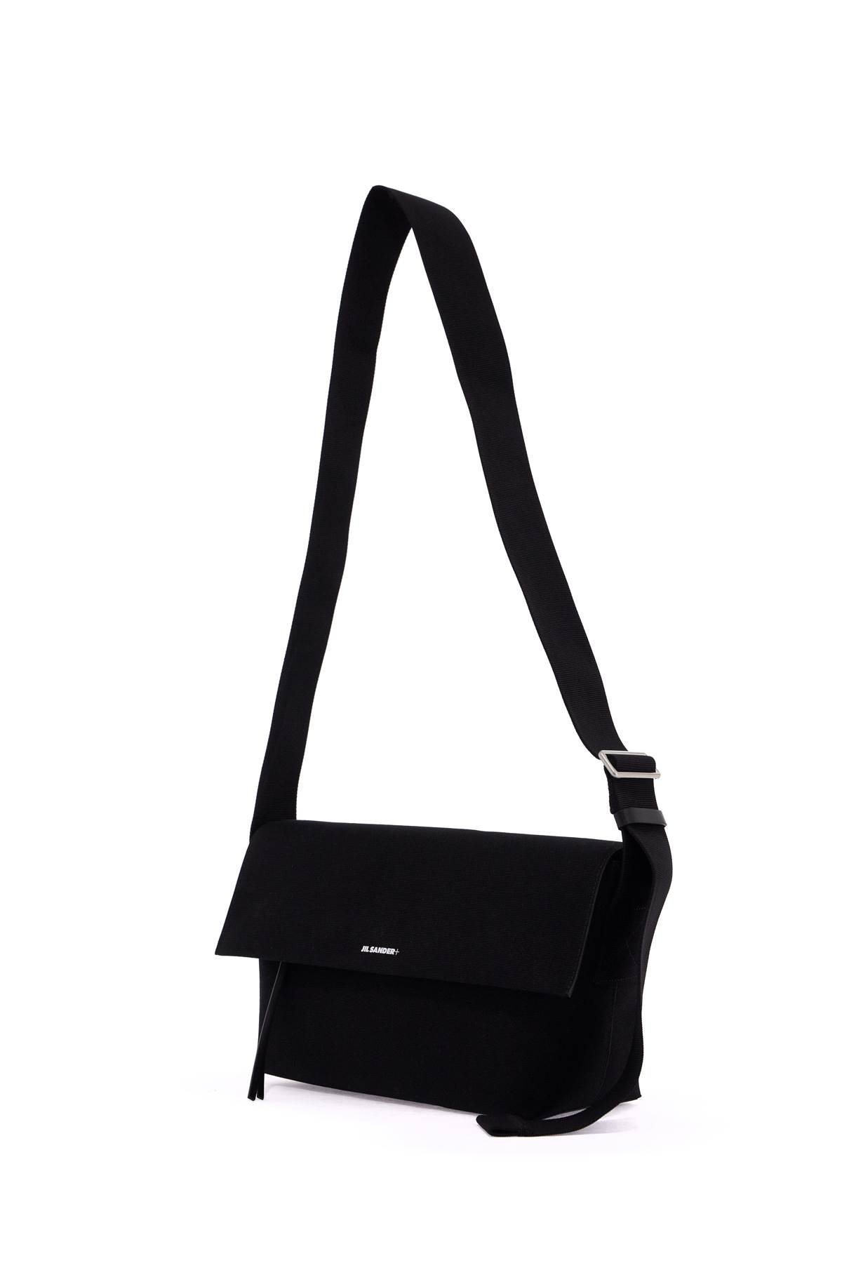 Shop Jil Sander Utility Shoulder Bag In Pitch Black/raw Cotton (black)