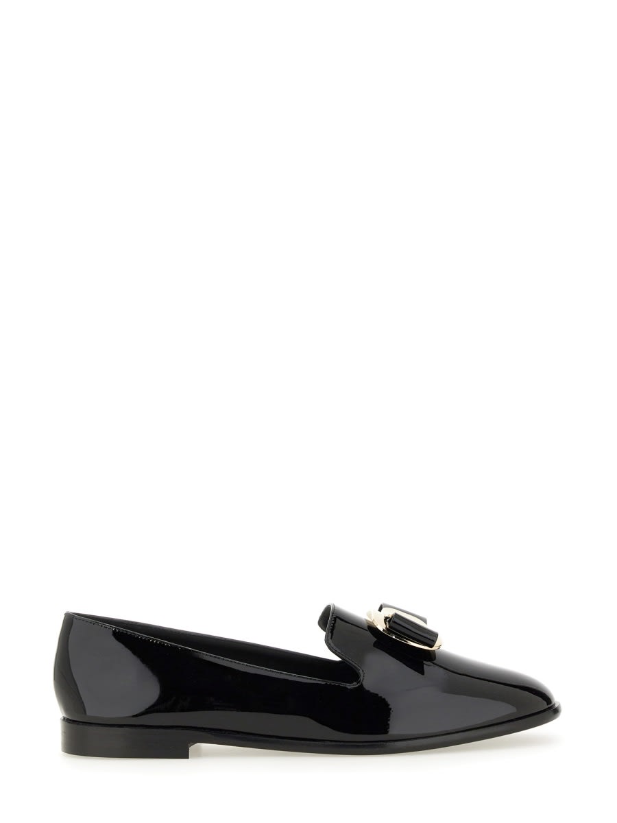 Shop Ferragamo Moccasin New Vara In Black