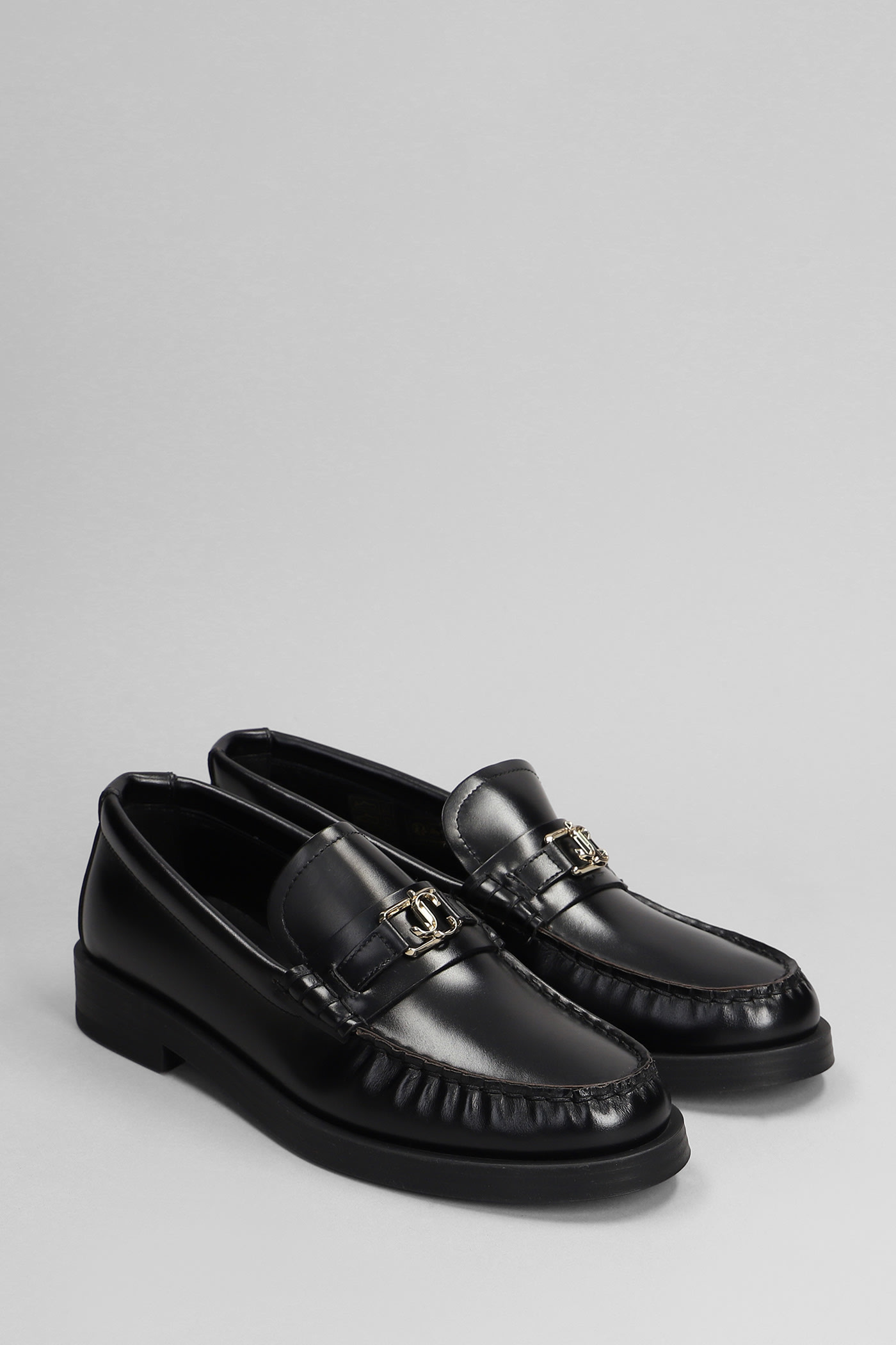 Shop Jimmy Choo Addie Jc Loafers In Black Leather