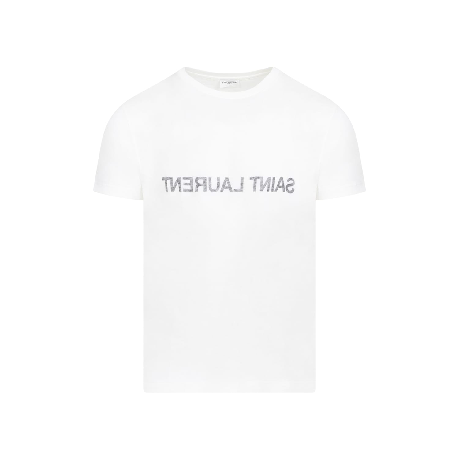 Saint Laurent Natural Black Cotton T-shirts And Polos In White