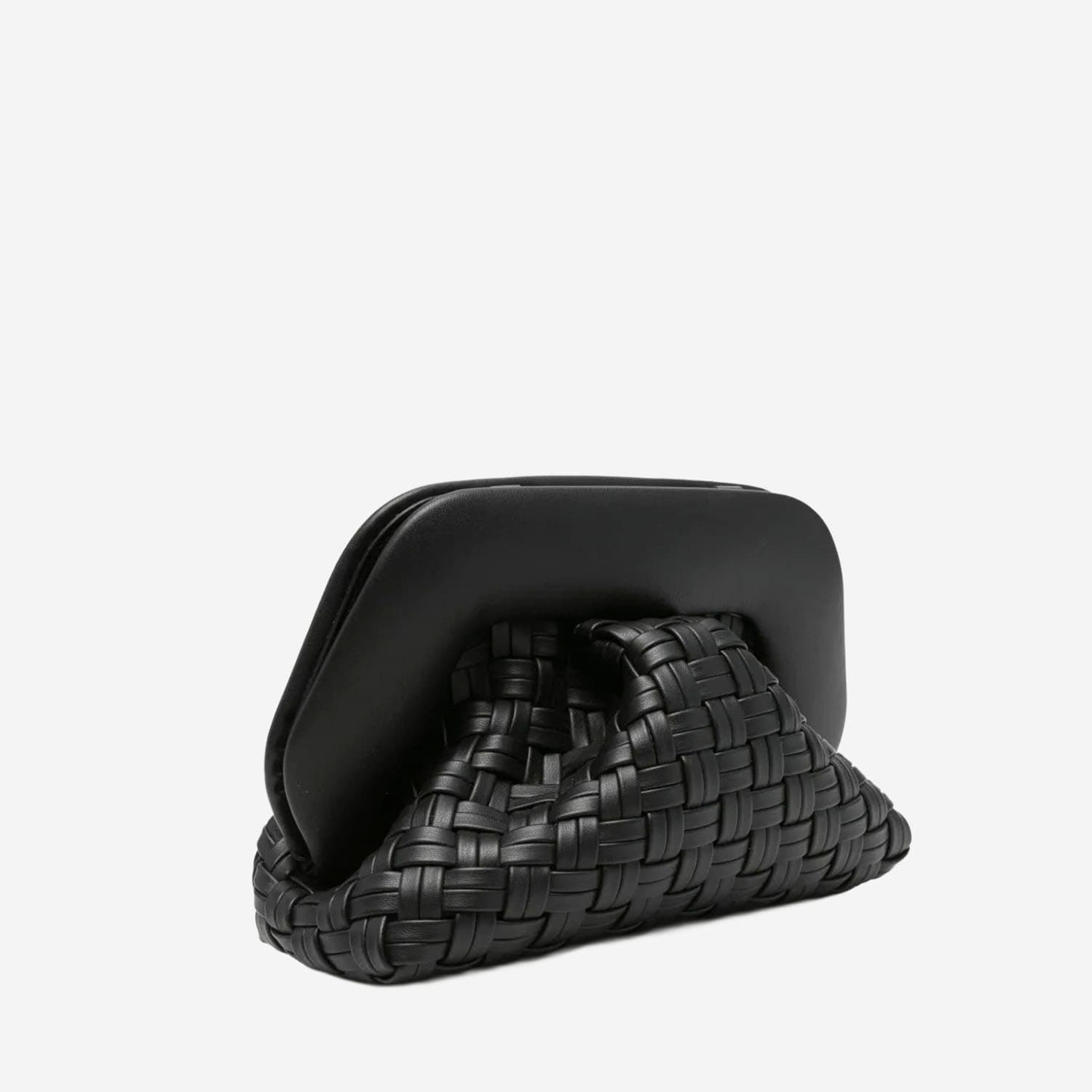 Themoirè Braided Leather Clutch Bag And Strap In Black