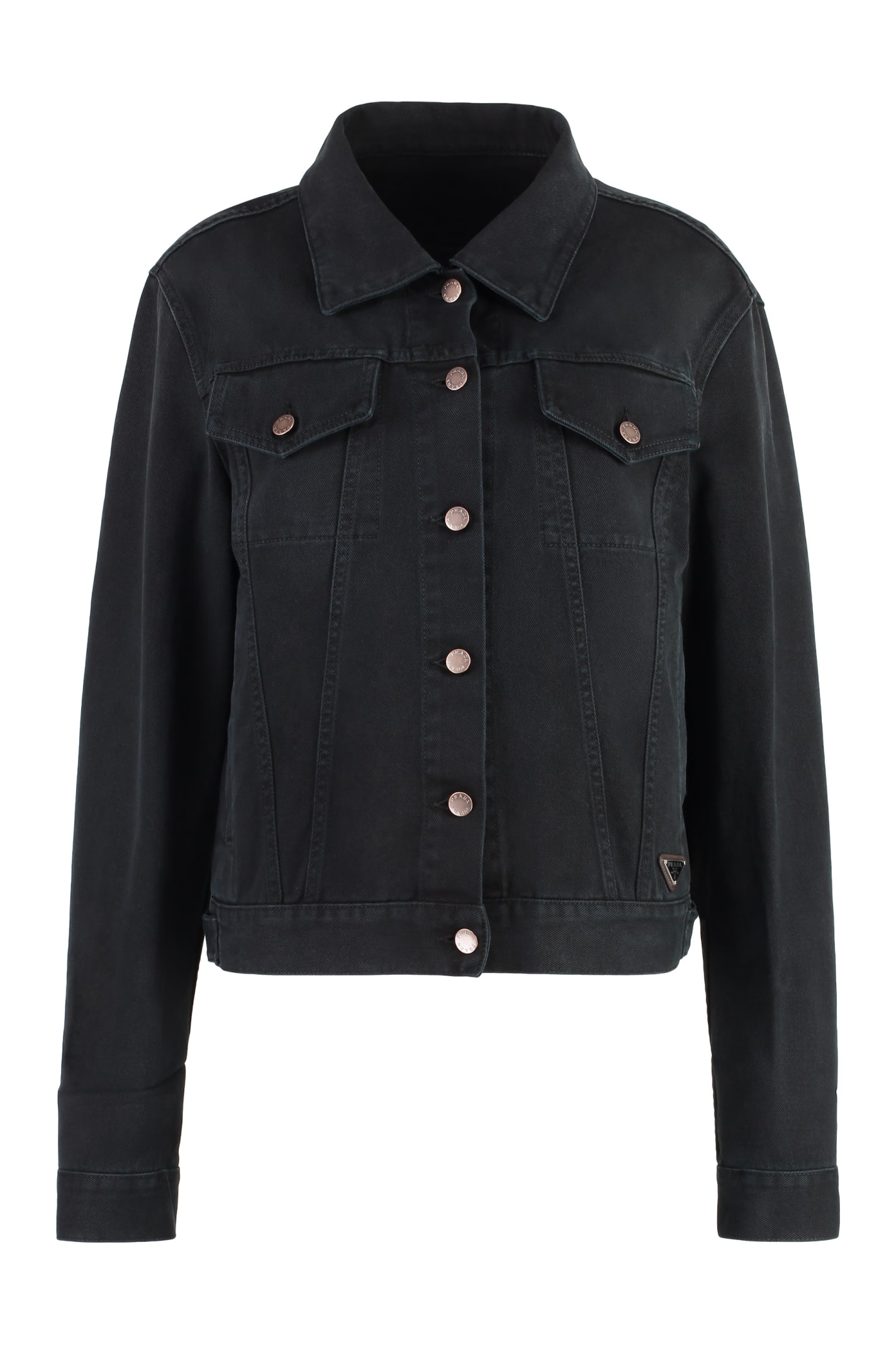 Shop Prada Denim Jacket In Black