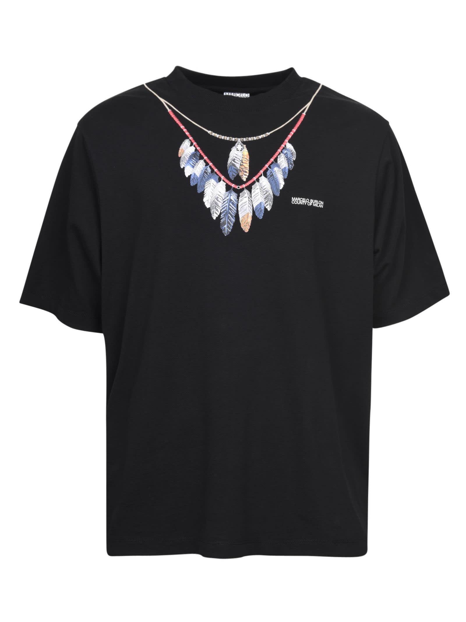 Marcelo Burlon Double Chain Feathers Over T-shirt