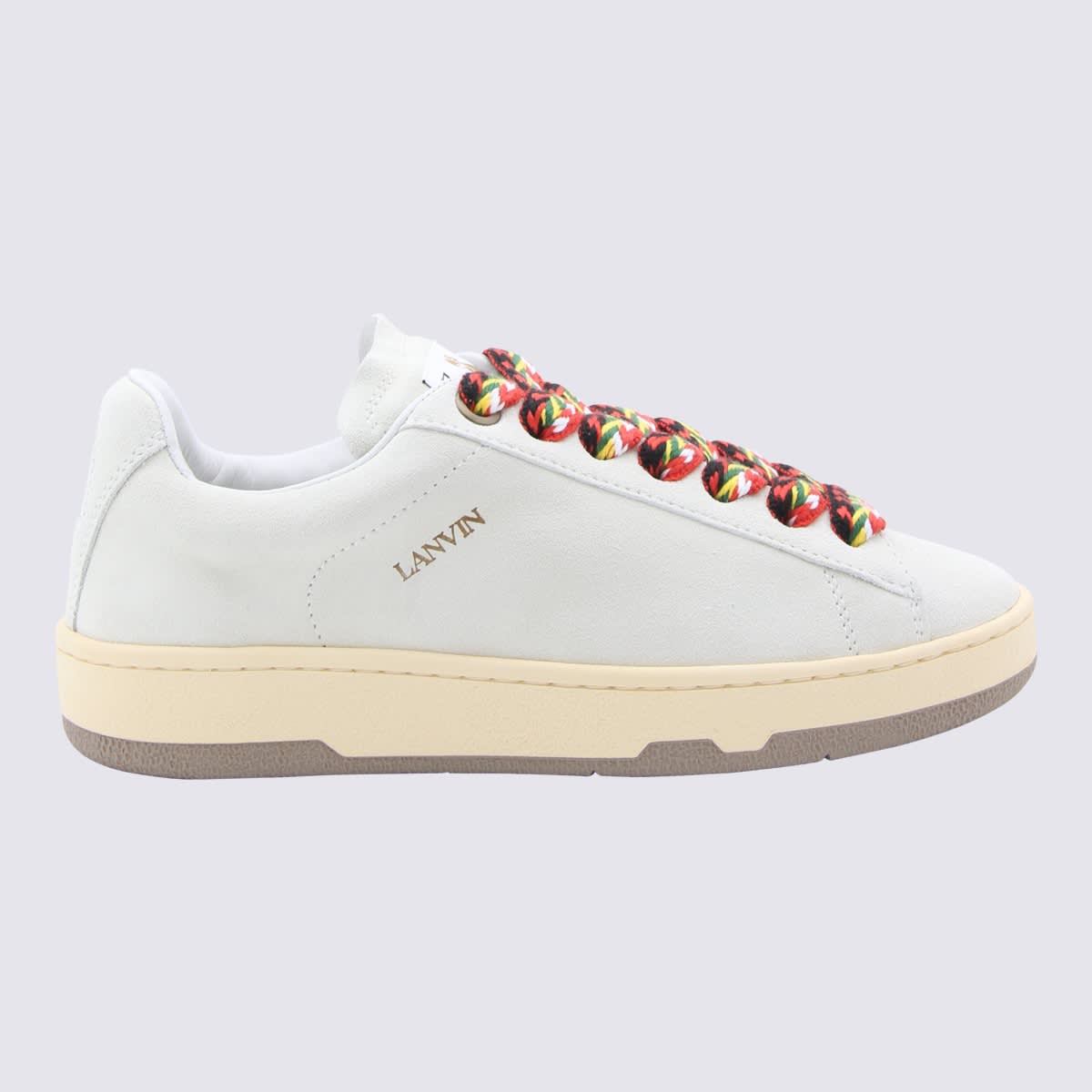 Shop Lanvin White Leather Lite Curb Sneakers