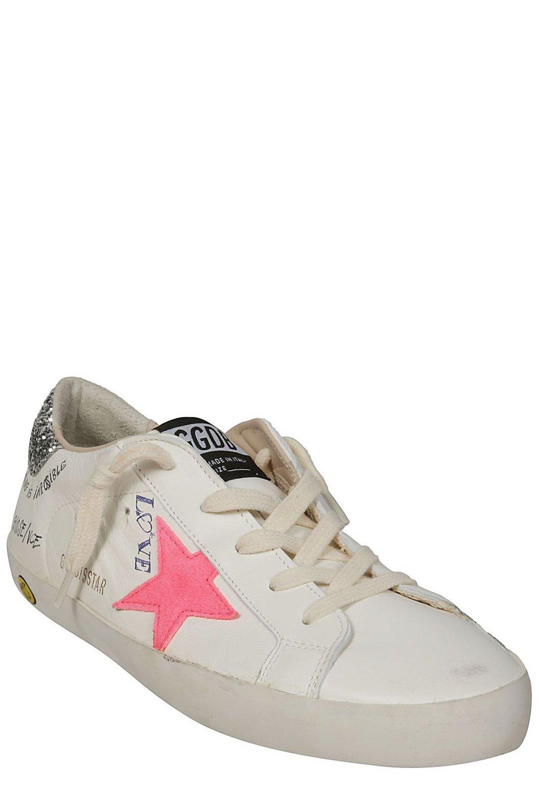 Shop Golden Goose Super-star Lace-up Sneakers In Bianco