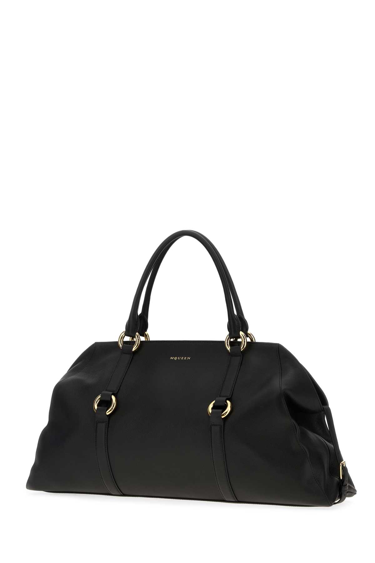 Alexander Mcqueen Black Leather Farringdon Maxi Handbag In Multi