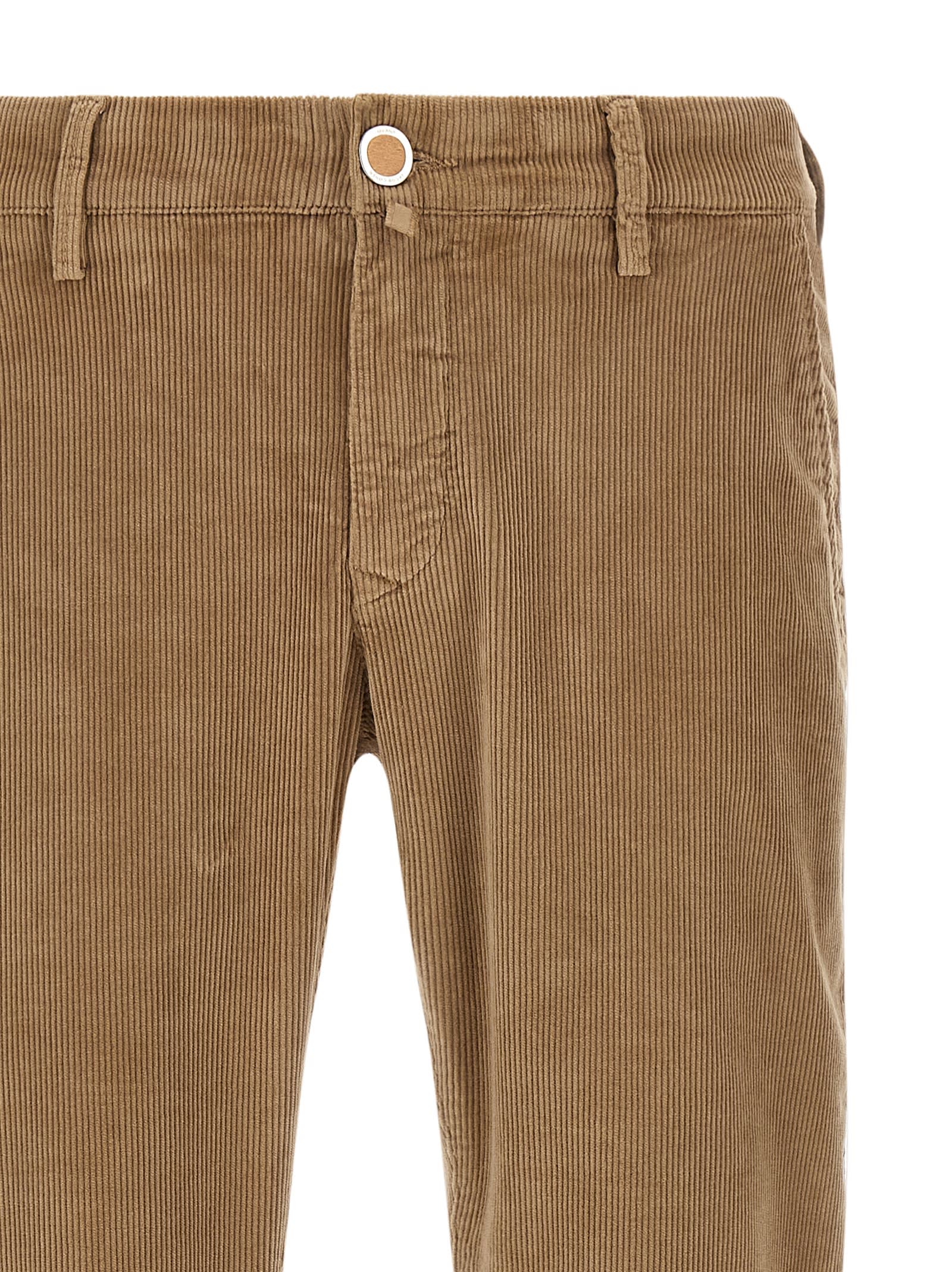 Jacob Cohen Corduroy Trousers With Pockets And Loops In Brown