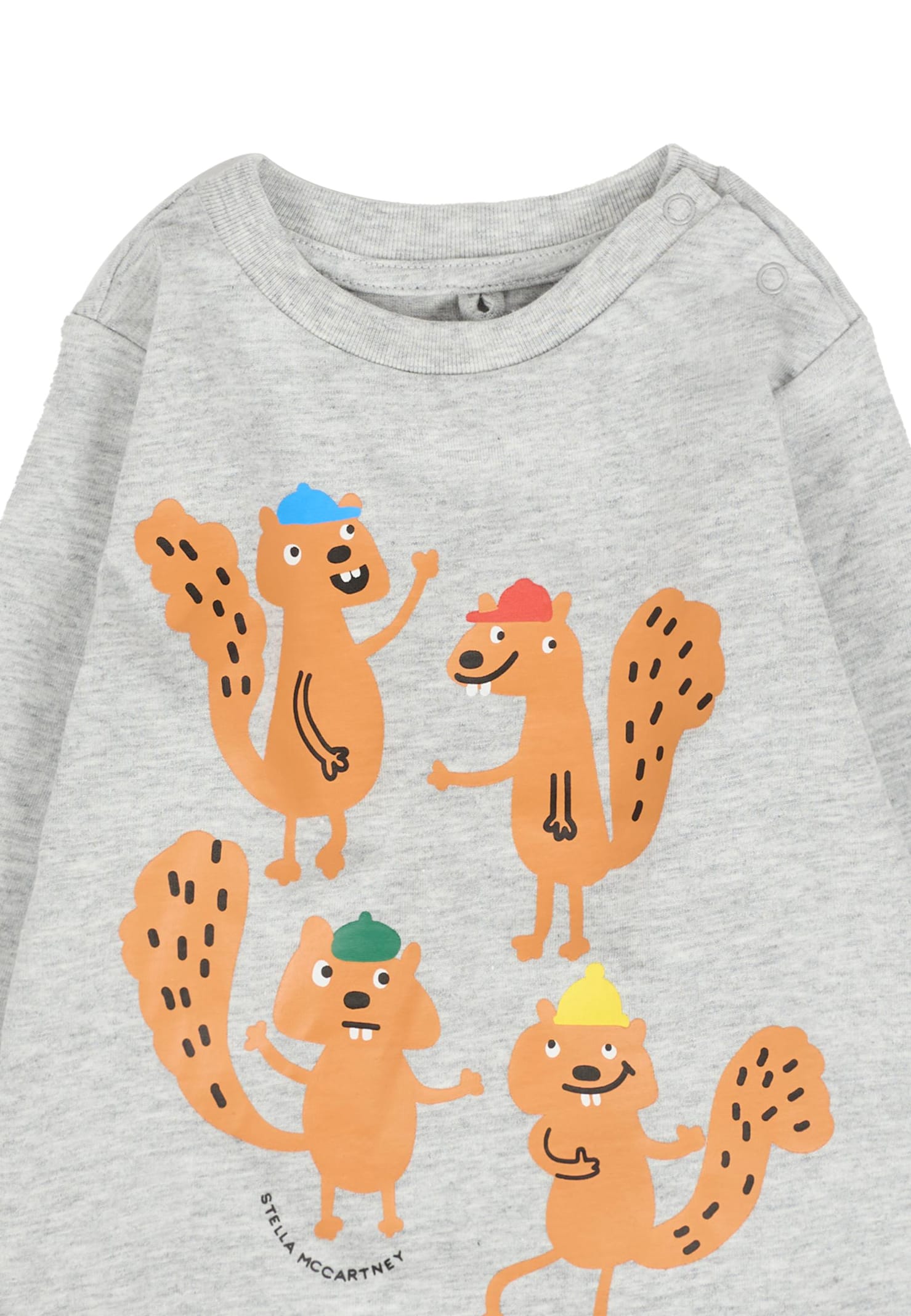 Stella Mccartney Grey T-shirt For Baby Boy With Squirrel In Gray
