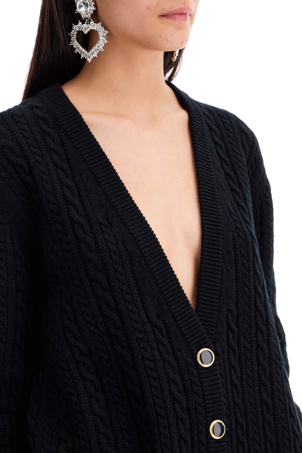 Shop Alessandra Rich Oversized Wool Cardigan In Black (black)