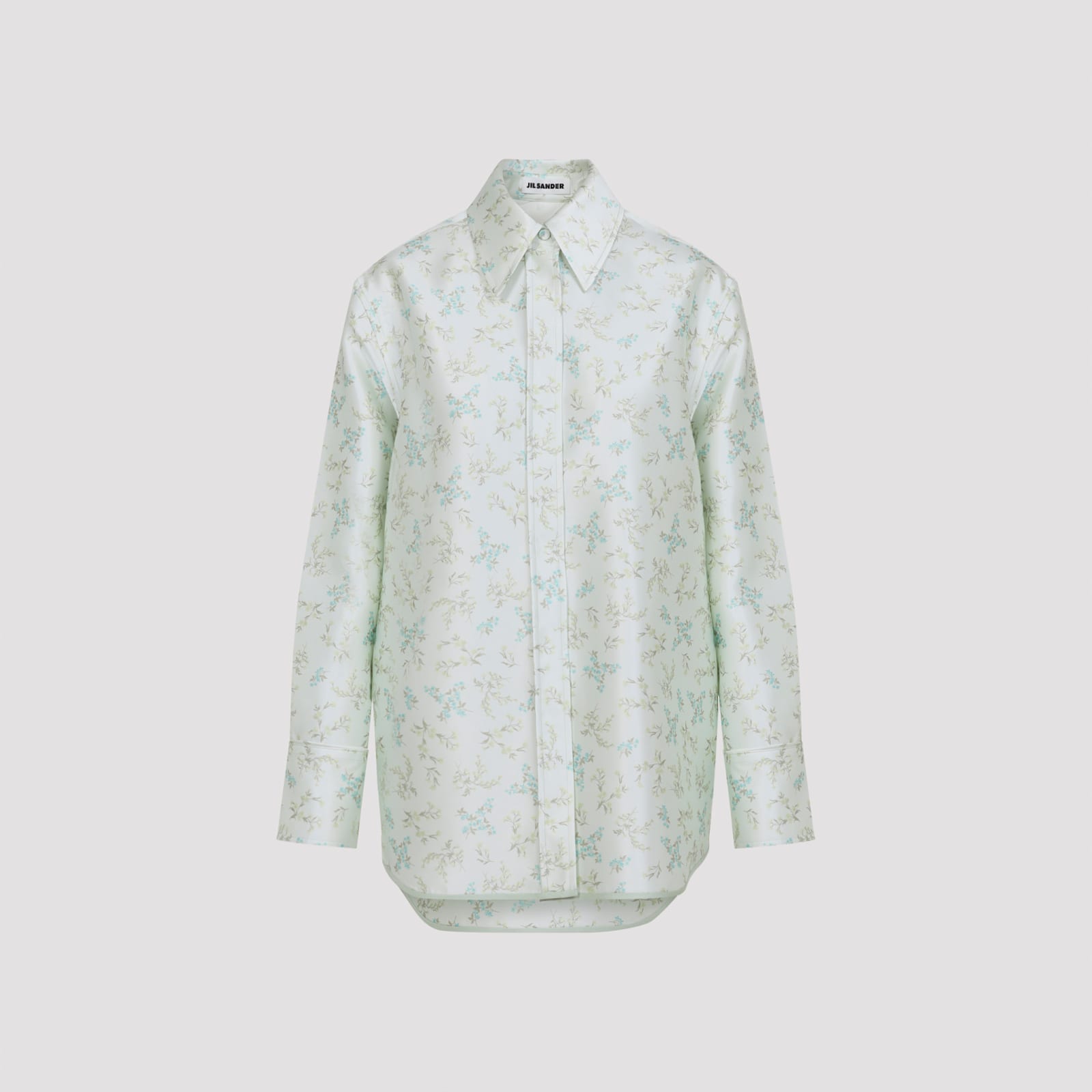 Jil Sander Floral Long Sleeve Shirt With Structured Collar In Multi