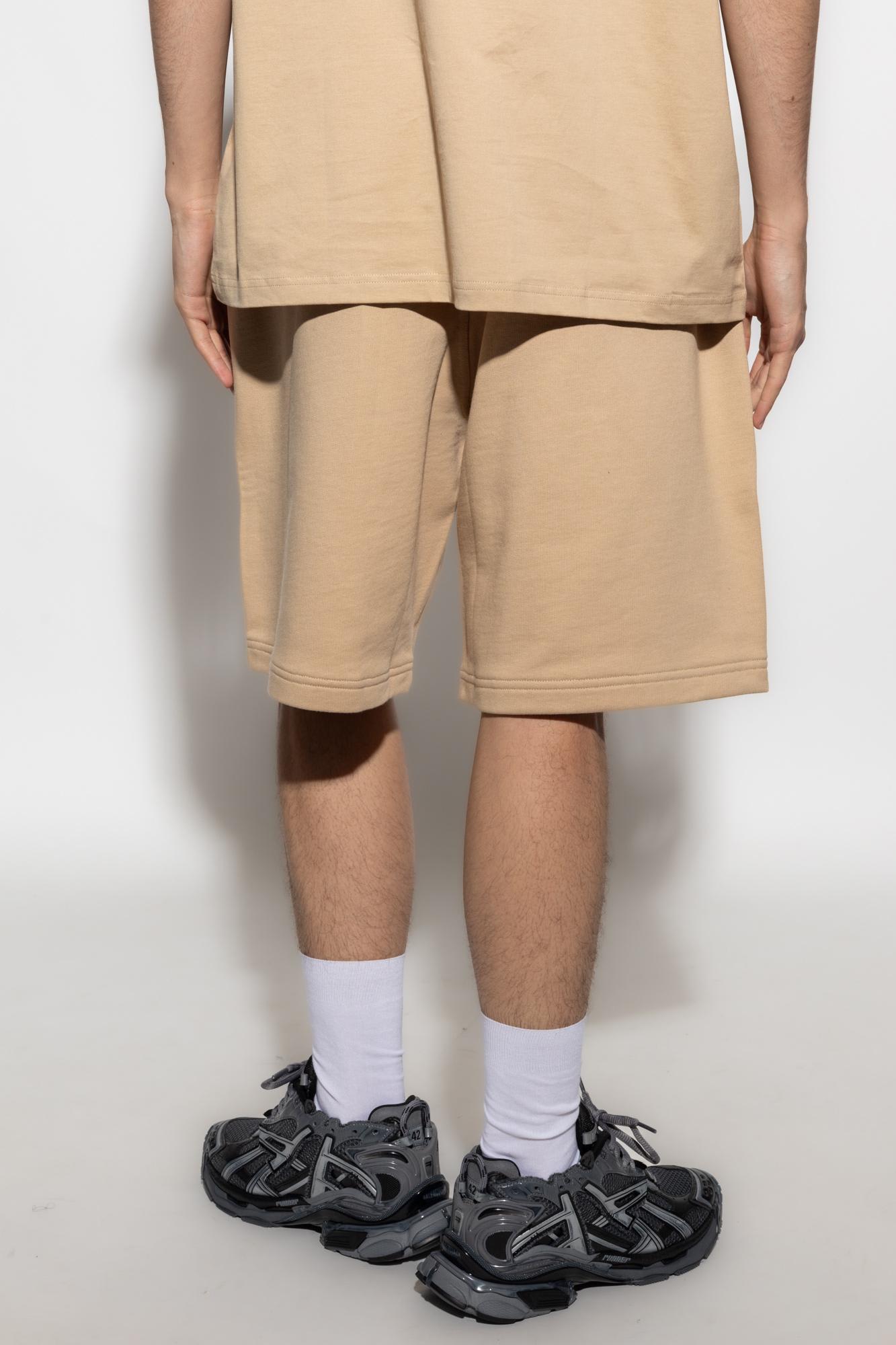 Shop Burberry Shorts With Logo In Beige