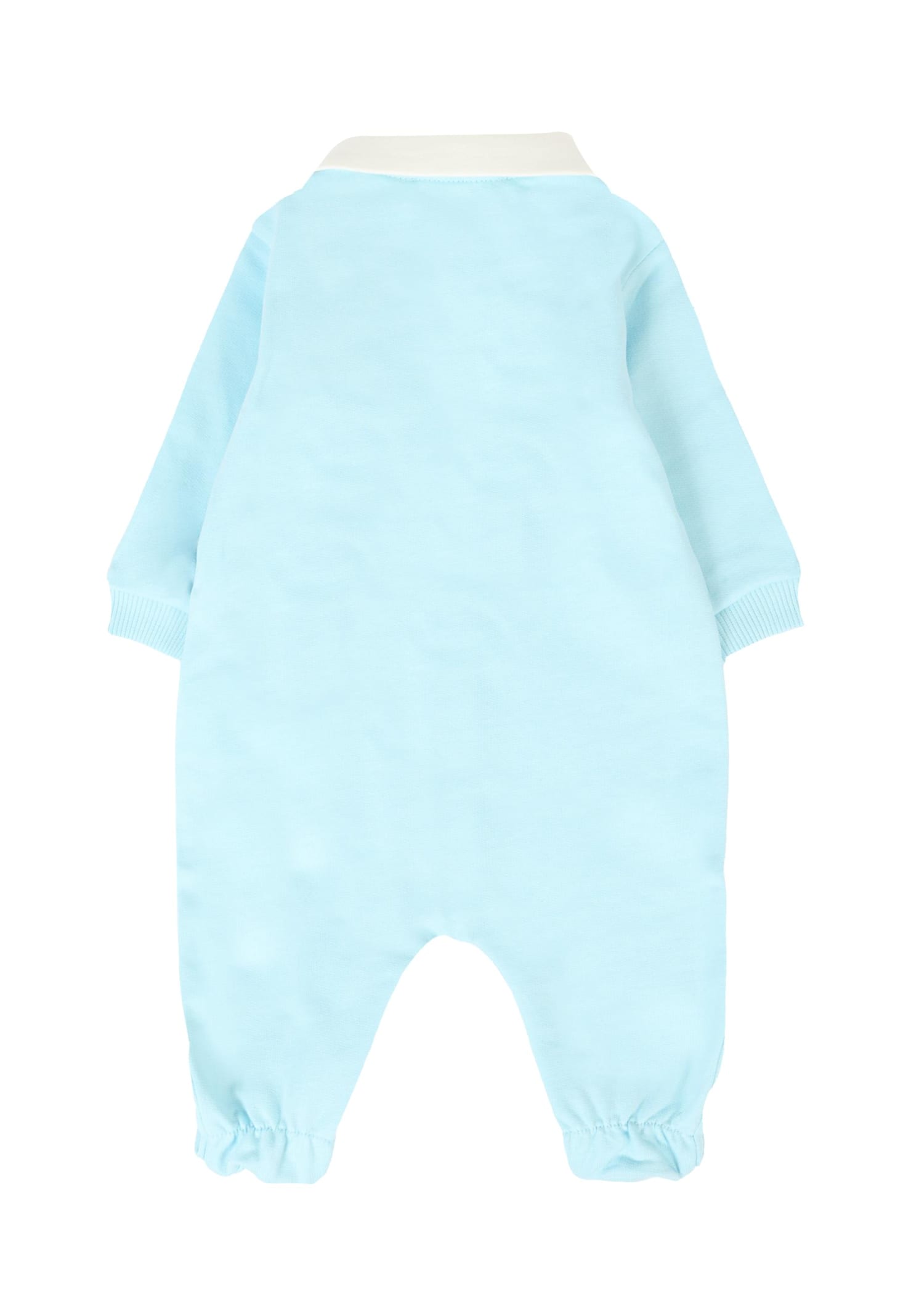 Moschino Light Blue Babygrow For Baby Boy With Teddy Bear In Blue