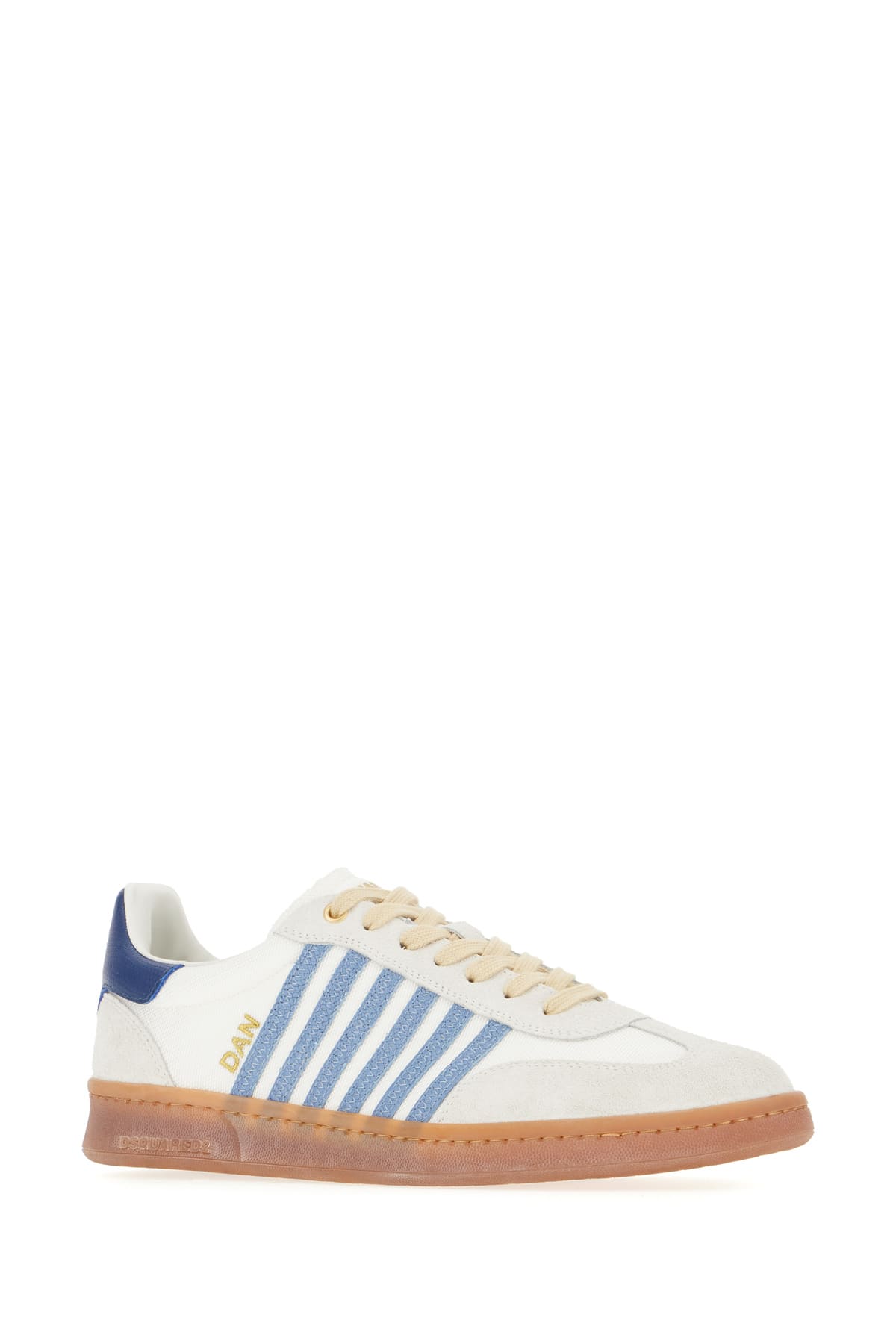 Dsquared2 Canvas Boxer Sneakers Suede Accents In Bianco Blu