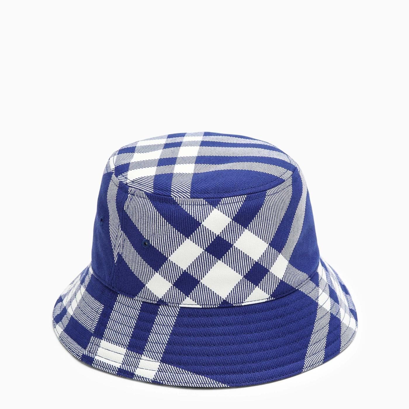 Shop Burberry Blue\/white Check Pattern Bucket Hat