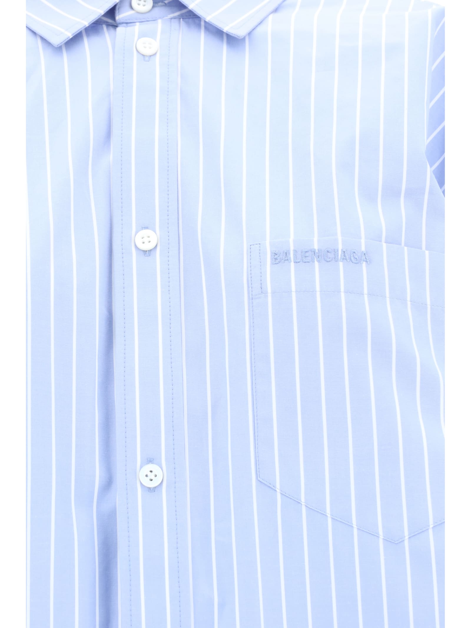 Shop Balenciaga Asymmetric Shirt In Sky Blue/white