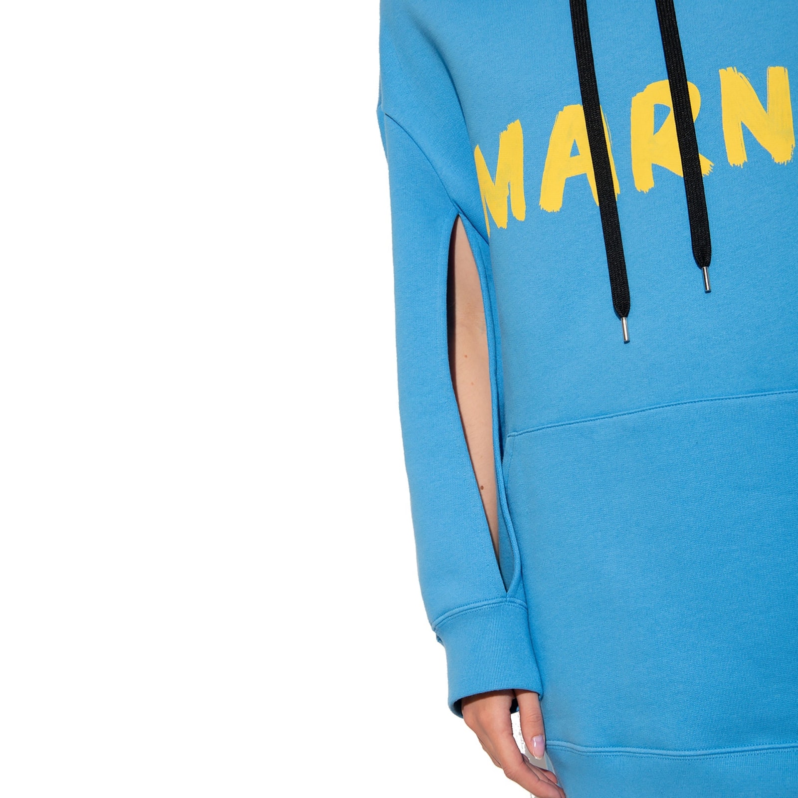 Shop Marni Oversize Hooded Sweatshirt In Blue