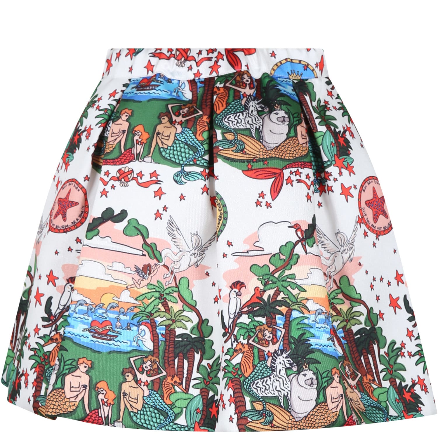 Shop Alessandro Enriquez White Skirt For Girl With Pop Print