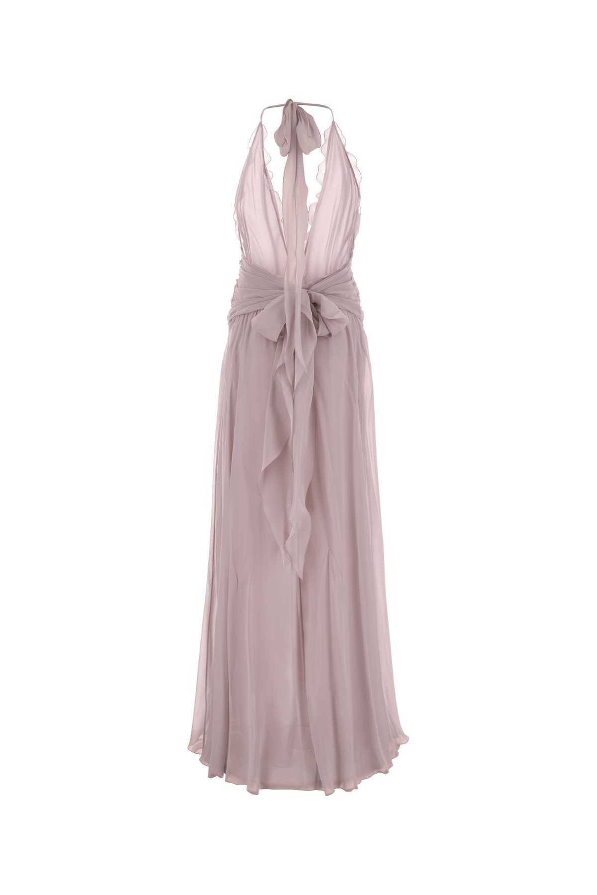 Blumarine Lilac Georgette Long Dress In Nudo